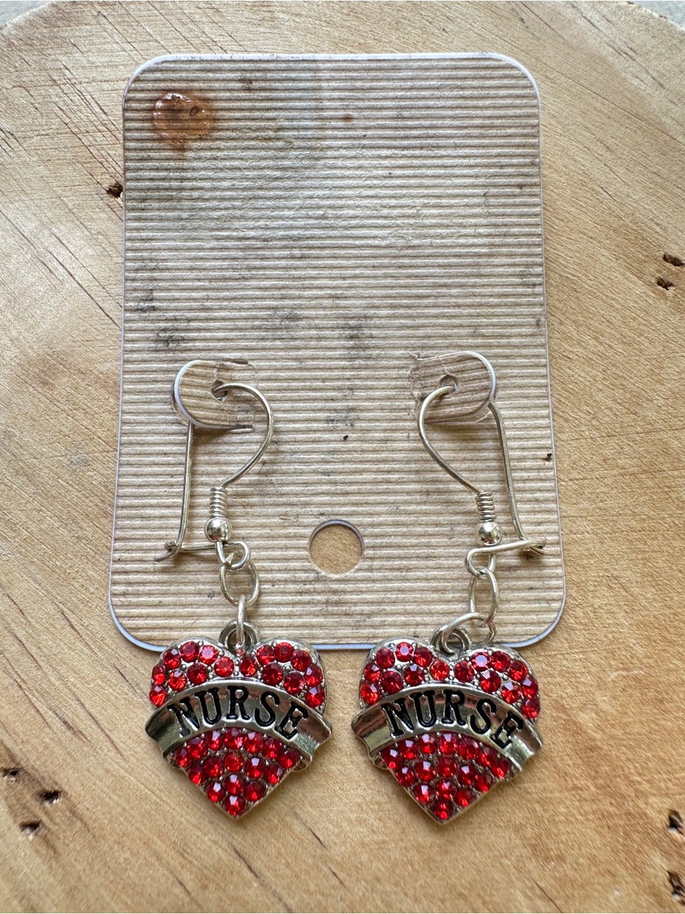 Red Heart 'NURSE' Dangle Earrings